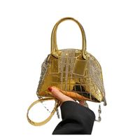 Women's Pu Leather Solid Color Streetwear Rhinestone Tassel Shell Zipper Dome Bag main image 4