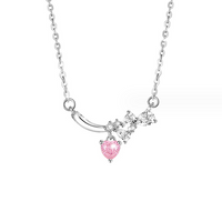 Elegant Lady Commute Heart Shape Sterling Silver Inlay Zircon White Gold Plated Pendant Necklace sku image 1