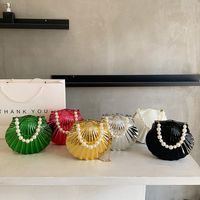 Women's Arylic Solid Color Cute Pearls Semicircle Lock Clasp Dome Bag main image 2
