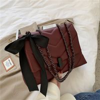 Women's Pu Leather Solid Color Vintage Style Square Lock Clasp Shoulder Bag sku image 2
