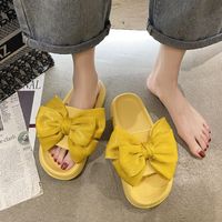 Women's Casual Solid Color Bowknot Open Toe Slides Slippers sku image 7