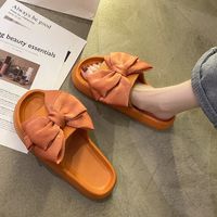 Women's Casual Solid Color Bowknot Open Toe Slides Slippers sku image 11