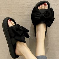 Women's Casual Solid Color Bowknot Open Toe Slides Slippers sku image 13