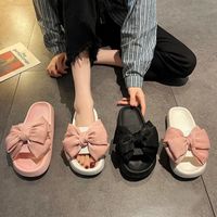 Women's Casual Solid Color Bowknot Open Toe Slides Slippers main image 3