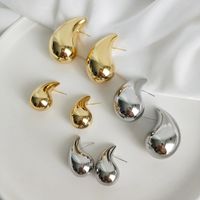 1 Pair Vintage Style Water Droplets Solid Color Plating Copper Gold Plated Ear Studs main image 1