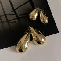 1 Pair Vintage Style Water Droplets Solid Color Plating Copper Gold Plated Ear Studs main image 2