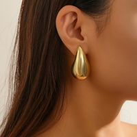 1 Pair Vintage Style Water Droplets Solid Color Plating Copper Gold Plated Ear Studs sku image 1