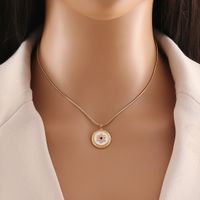 Stainless Steel 18K Gold Plated Retro Commute Enamel Inlay Round Artificial Pearls Earrings Necklace main image 6