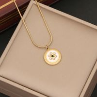 Stainless Steel 18K Gold Plated Retro Commute Enamel Inlay Round Artificial Pearls Earrings Necklace main image 8