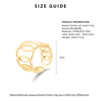 Fashion Stainless Steel 14k Real Gold Plated Hollow Circle Open Ring Female main image 6