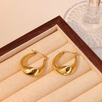 1 Pair Casual Vintage Style Solid Color Plating Stainless Steel Gold Plated Earrings main image 3
