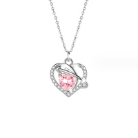 Elegant Lady Commute Heart Shape Sterling Silver Inlay Zircon White Gold Plated Pendant Necklace sku image 16