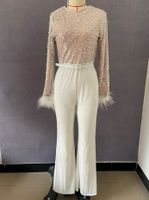 Women's Daily Street Casual Solid Color Full Length Sequins Feather Jumpsuits sku image 5