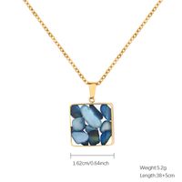 Sweet Simple Style Square Stainless Steel Natural Stone Epoxy Plating Gold Plated Earrings Necklace sku image 2