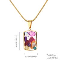 Sweet Simple Style Square Stainless Steel Natural Stone Epoxy Plating Gold Plated Earrings Necklace sku image 1
