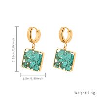 Sweet Simple Style Square Stainless Steel Natural Stone Epoxy Plating Gold Plated Earrings Necklace sku image 3