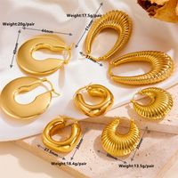 1 Pair Vintage Style Solid Color Plating Stainless Steel 18K Gold Plated Hoop Earrings main image 9