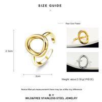 14k Gold Stainless Steel Women's Simple Fashion O-shaped Open Three-dimensional Glossy Ring main image 7