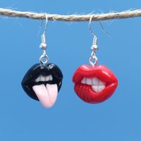 1 Paar Elegant Süss Lippen Überzug Kunststoff Kupfer Versilbert Ohrhaken sku image 1