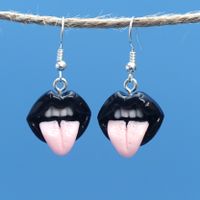 1 Paar Elegant Süss Lippen Überzug Kunststoff Kupfer Versilbert Ohrhaken sku image 3