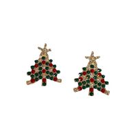 1 Paire Élégant Sapin De Noël Placage Incruster Alliage Strass Boucles D'oreilles main image 3