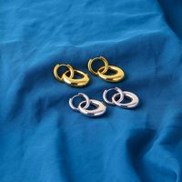 1 Pair Vintage Style Geometric Solid Color Plating Stainless Steel Hoop Earrings main image 4