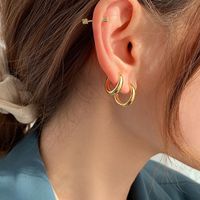1 Pair Simple Style Geometric Solid Color Plating Copper Hoop Earrings main image 3