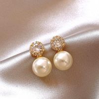 1 Pair Sweet Geometric Round Plating Imitation Pearl Drop Earrings sku image 21