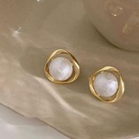 1 Pair Sweet Geometric Round Plating Imitation Pearl Drop Earrings sku image 8