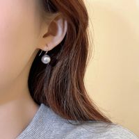 1 Pair Sweet Geometric Round Plating Imitation Pearl Drop Earrings main image 4