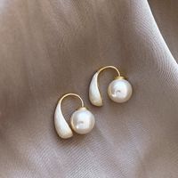 1 Pair Sweet Geometric Round Plating Imitation Pearl Drop Earrings sku image 16