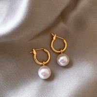 1 Pair Sweet Geometric Round Plating Imitation Pearl Drop Earrings sku image 17