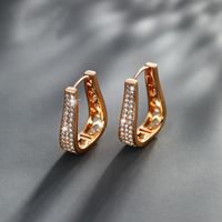 Wholesale Jewelry Vintage Style Xuping Geometric Solid Color Alloy Artificial Gemstones 18k Gold Plated Plating Inlay Hoop Earrings main image 1