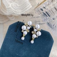 1 Pair Sweet Solid Color Plating Inlay Alloy Artificial Rhinestones Artificial Pearls Gold Plated Drop Earrings sku image 1