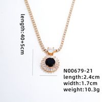 Copper IG Style Elegant Plating Inlay Round Zircon Pendant Necklace main image 2