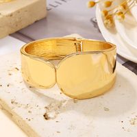 Vintage Style Solid Color Alloy Plating 18k Gold Plated Unisex Bangle sku image 1