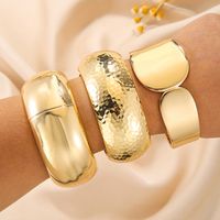 Vintage Style Solid Color Alloy Plating 18k Gold Plated Unisex Bangle main image 3