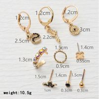 1 Set Ig Style Simple Style Cross Snake Bow Knot Plating Inlay Alloy Zircon Gold Plated Ear Studs main image 3