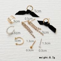 1 Set Ig Style Simple Style Cross Snake Bow Knot Plating Inlay Alloy Zircon Gold Plated Ear Studs main image 7