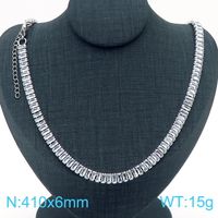 Titanium Steel 18K Gold Plated Simple Style Classic Style Inlay Solid Color Rhinestones Layered Necklaces sku image 3