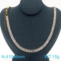 Titanium Steel 18K Gold Plated Simple Style Classic Style Inlay Solid Color Rhinestones Layered Necklaces sku image 4