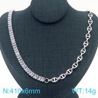 Titanium Steel 18K Gold Plated Simple Style Classic Style Inlay Solid Color Rhinestones Layered Necklaces sku image 1