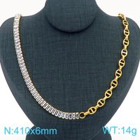 Titanium Steel 18K Gold Plated Simple Style Classic Style Inlay Solid Color Rhinestones Layered Necklaces sku image 2