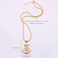 Simple Style Anchor Copper Polishing Plating Inlay Zircon 18k Gold Plated Unisex Pendant Necklace main image 9
