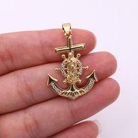 Simple Style Anchor Copper Polishing Plating Inlay Zircon 18k Gold Plated Unisex Pendant Necklace main image 6