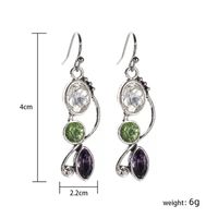 1 Pair Novelty Shiny Oval Plating Inlay Alloy Glass Ancient Silver-plated Drop Earrings main image 3