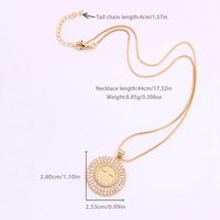 Hip-hop Shiny Cross Round Copper Polishing Plating Inlay Zircon 18k Gold Plated Unisex Pendant Necklace Sweater Chain Necklace main image 2