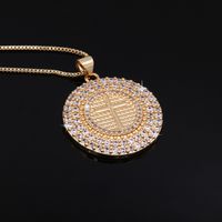 Hip-hop Shiny Cross Round Copper Polishing Plating Inlay Zircon 18k Gold Plated Unisex Pendant Necklace Sweater Chain Necklace main image 3