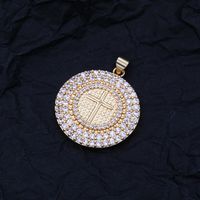 Hip-hop Shiny Cross Round Copper Polishing Plating Inlay Zircon 18k Gold Plated Unisex Pendant Necklace Sweater Chain Necklace main image 5