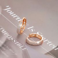 1 Pair Basic XUPING Geometric Solid Color Plating Inlay Alloy Artificial Gemstones 18K Gold Plated Platinum Plated Hoop Earrings main image 6